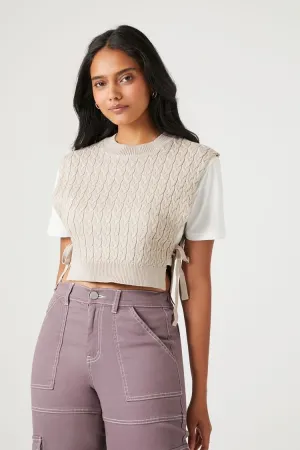 Forever 21 Knit Women's Sweater Vest Combo Crop Top White/Multi Forever 21