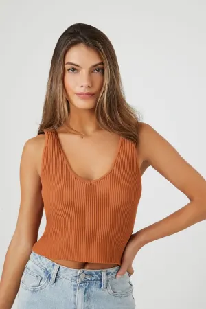 Forever 21 Women's Compact Ribbed Knit k Top Large Tan Forever 21