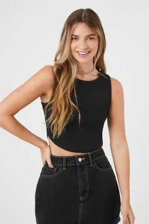 Forever 21 Women's Cropped Curved-Hem Tank Top Black Forever 21