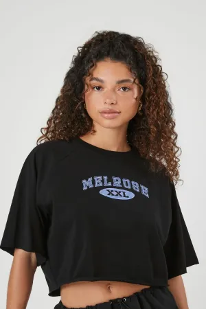 Forever 21 Women's Cropped Melrose Graphic T-Shirt Black/Multi Forever 21