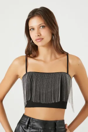 Forever 21 Women's Fringe Cropped Cami Black Forever 21