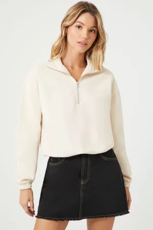 Forever 21 Women's Half-Zip Fleece Pullover Cream Forever 21