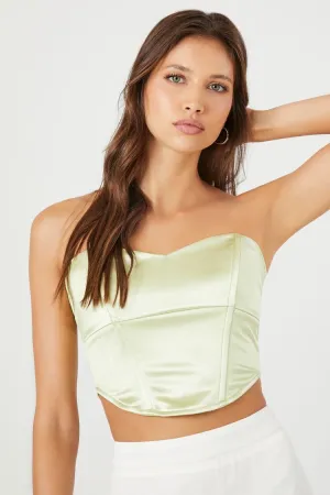 Forever 21 Women's Metallic Cropped Tube Top Pistachio Forever 21
