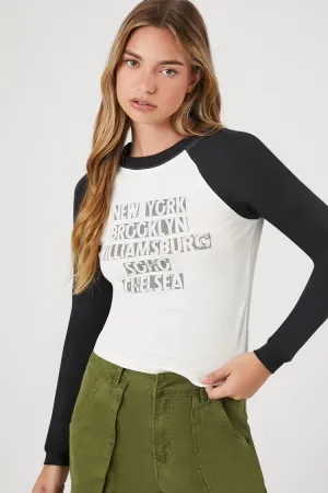 Forever 21 Women's New York Graphic Raglan T-Shirt Cream/Multi Forever 21