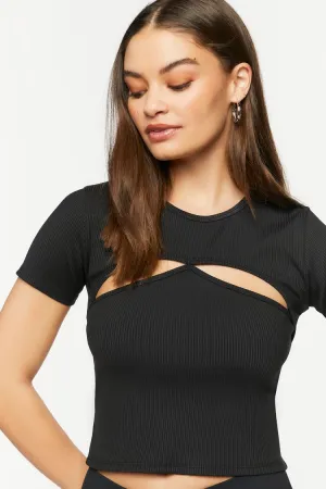 Forever 21 Women's Ribbed Cutout Crop Top Black Forever 21
