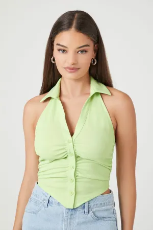 Forever 21 Women's Ruched Halter Top Pistachio Forever 21