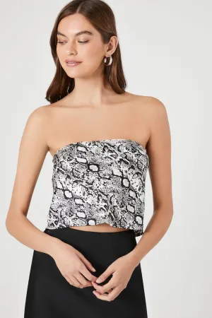 Forever 21 Women's Satin Snake Print Tube Top Grey/Multi Forever 21