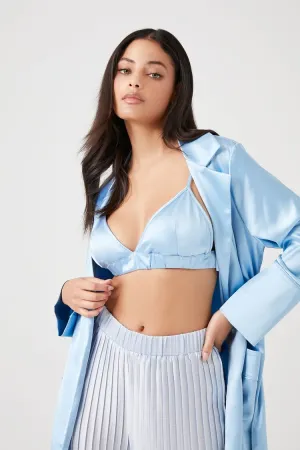 Forever 21 Women's Shirred Satin Bralette Bluebell Forever 21
