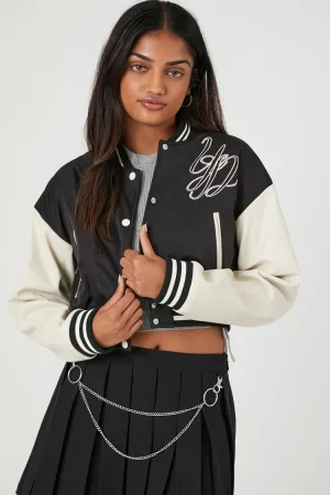 Forever 21 Women's Varsity Letterman Jacket Black/Multi Forever 21