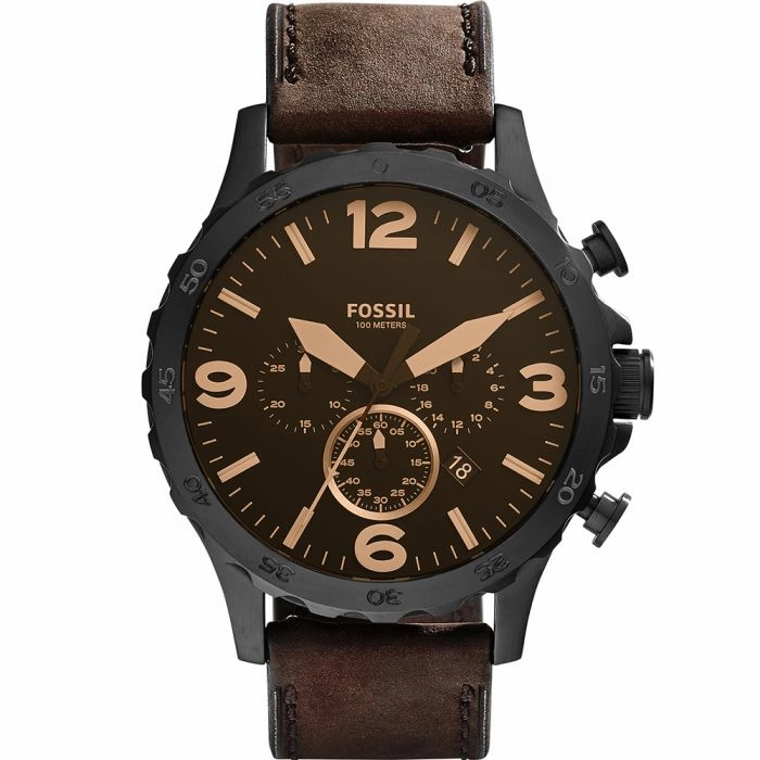 Fossil Nate JR1487 Chronograph Affordable Leather Watch Leather Watch Discount
