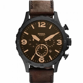 Fossil Nate JR1487 Chronograph Affordable Leather Watch Leather Watch Discount