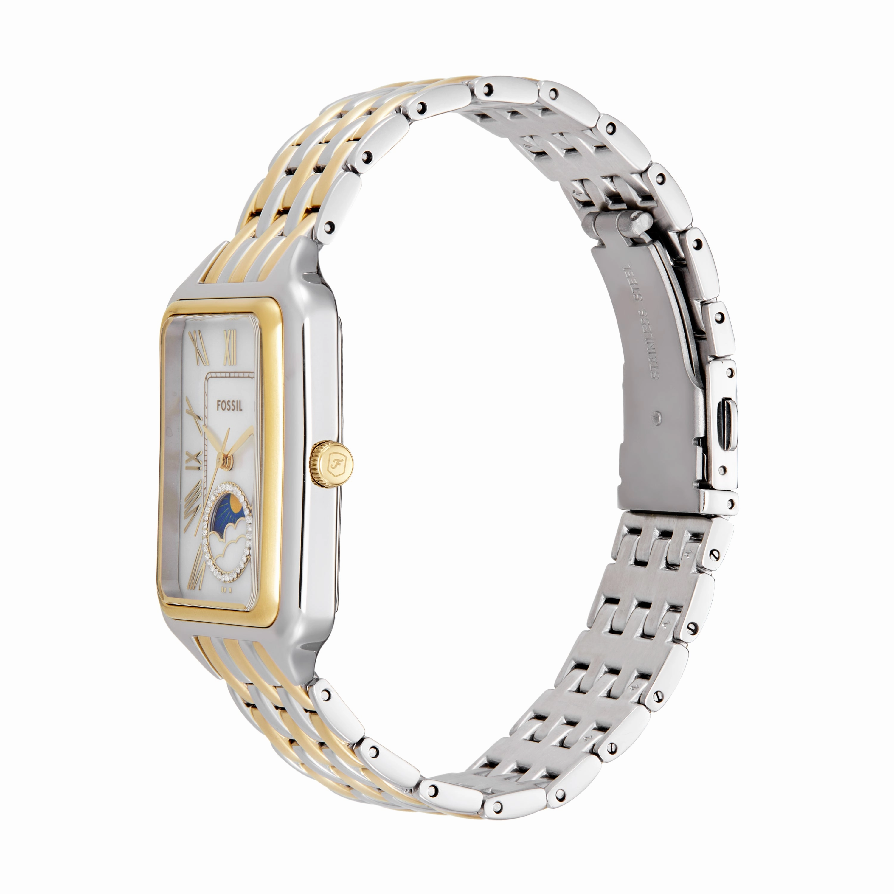 Fossil Raquel Sun Moon Multifunction Two-Tone Stainless Steel Watch ES5399