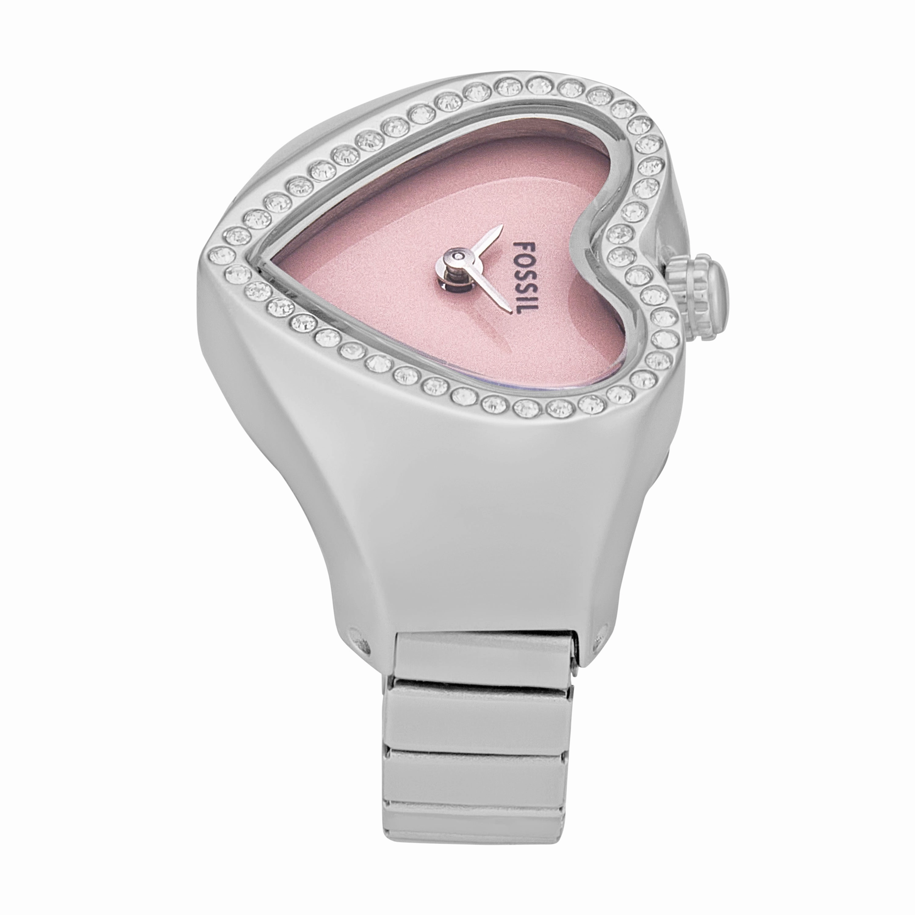 Fossil Two-Hand Silver Stainless Steel Ring Watch ES5408 