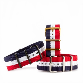 French soccer team special selection - Nylon nato (blue, white, red) Luxury watch bands Limited edition watch bands