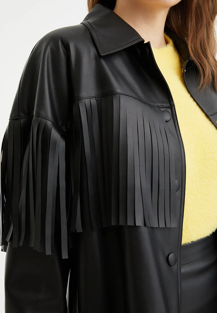Fringe Faux Suede Jacket