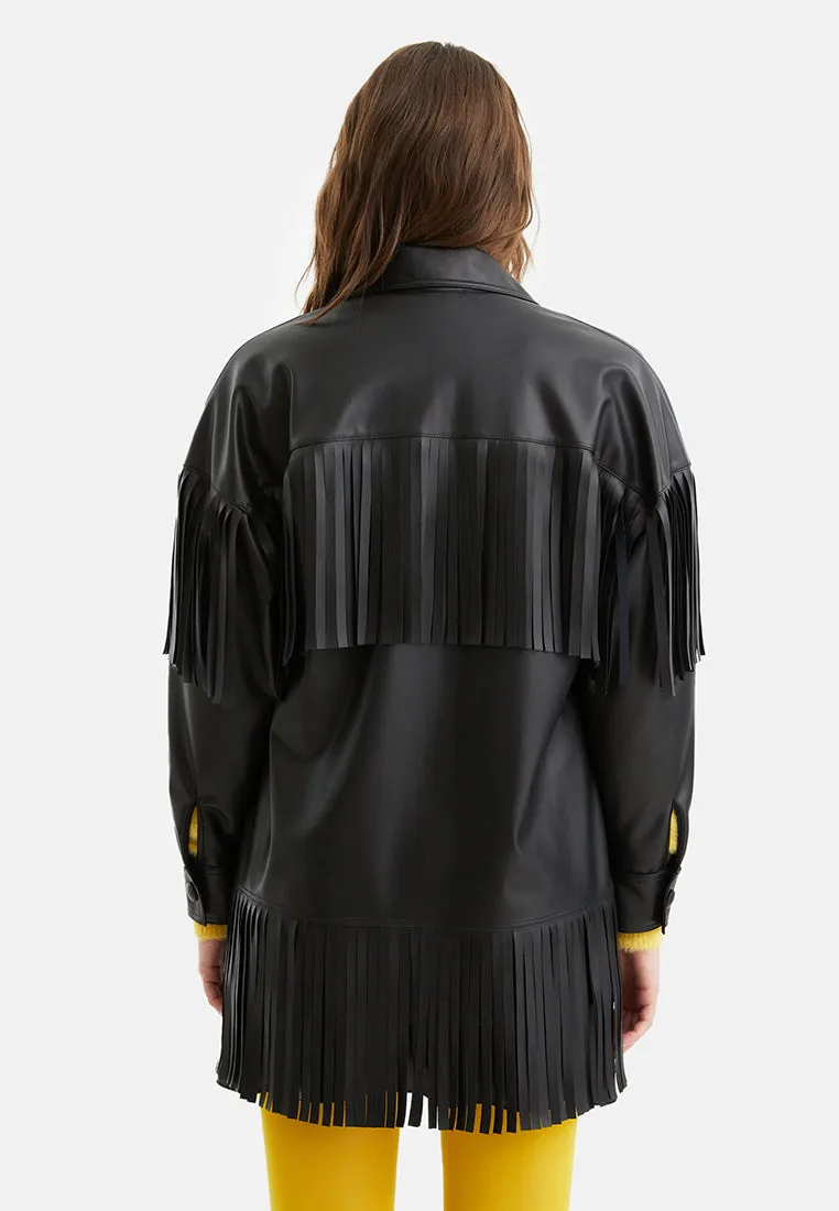 Fringe Faux Suede Jacket