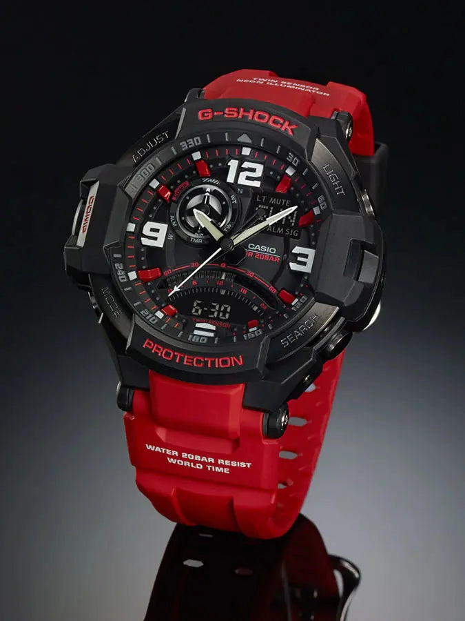G-Shock Aviation Black Dial Red Resin Watch GA1000-4B