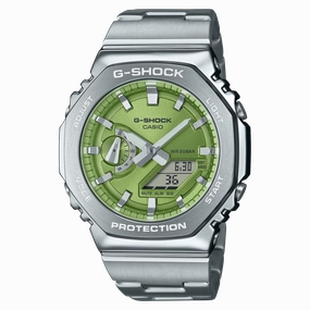 G-Shock G-Steel 2100 Series Green Dial Stainless Steel Watch GM2110D-3A 