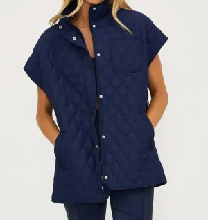 Glenn Quilted Puffer Vest In Ultramarine Blue