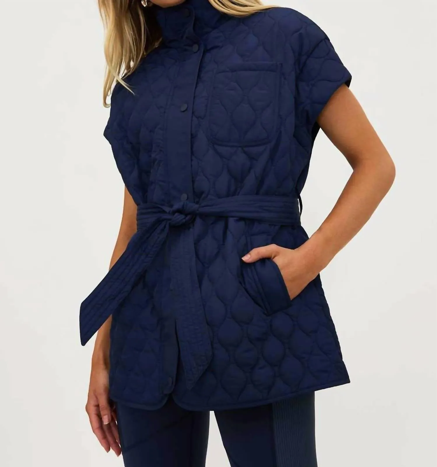 Glenn Quilted Puffer Vest In Ultramarine Blue