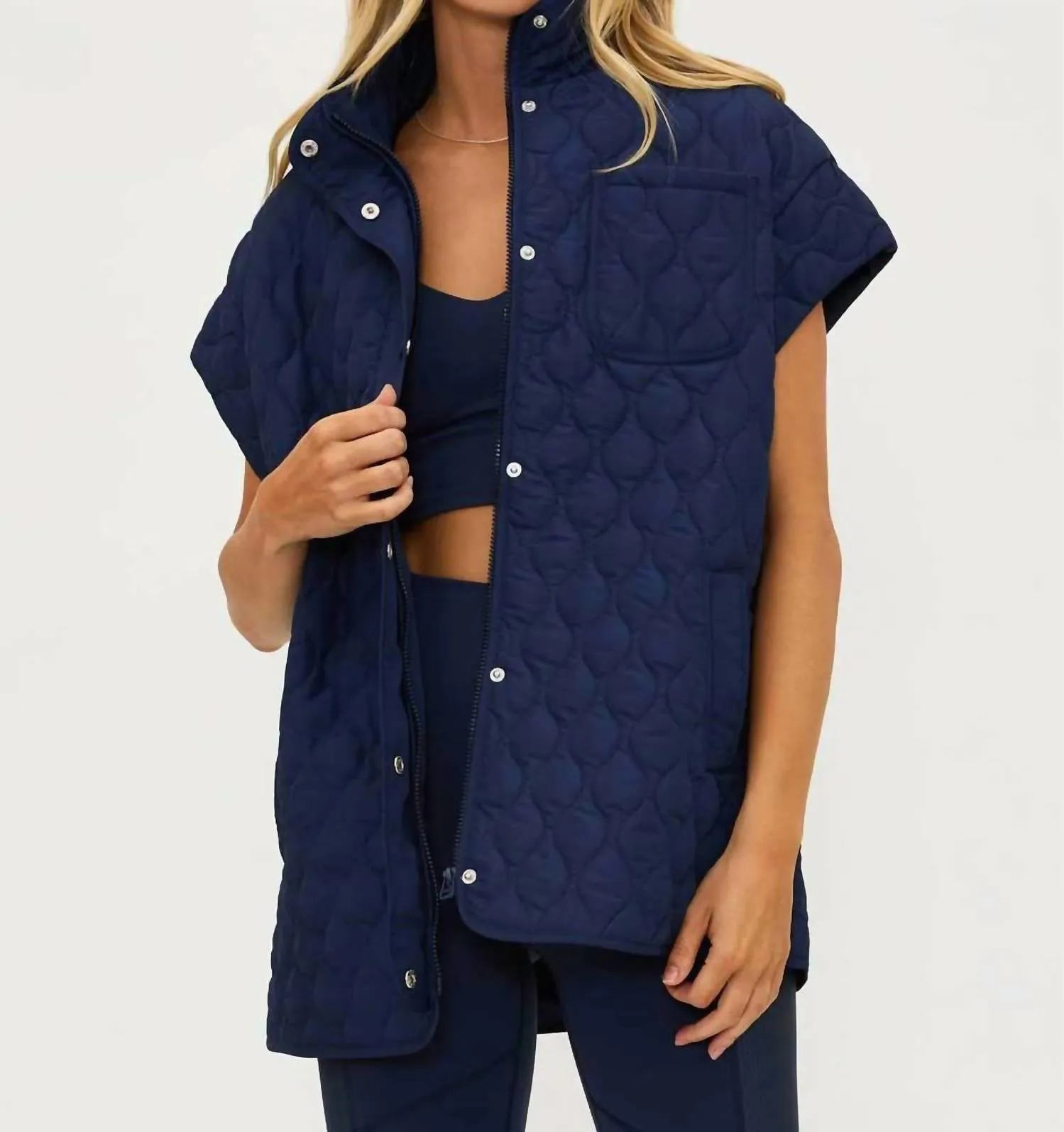 Glenn Quilted Puffer Vest In Ultramarine Blue