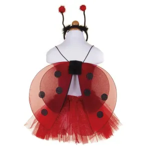 Glitter Ladybug Wings, Tutu and Headband Set - Size 4-7