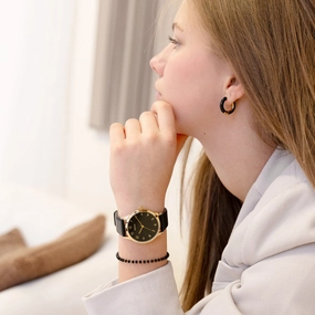 Gold coloured OOZOO watch with black leather strap - C11329,seiko watches,couple watches,watches designer,watches discount,women watches,best women watches,high end women's watches,high quality women's watches