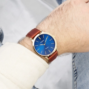 Gold coloured OOZOO watch with brown leather strap - C20388,seiko watches,mens watches,couple watches,watches designer,watches discount,best watches for men