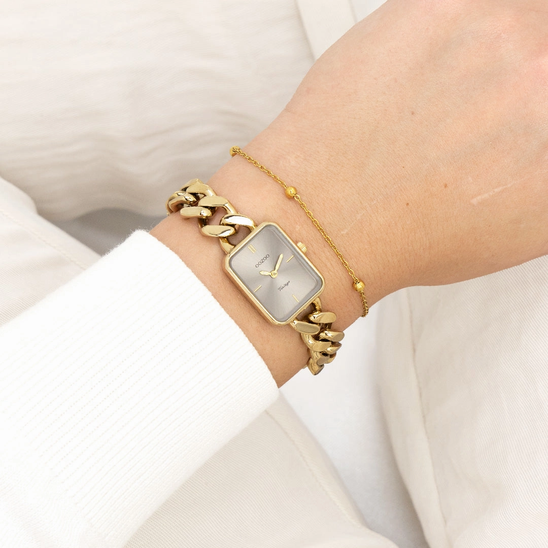 Gold coloured OOZOO watch with chunky chain bracelet - C20363