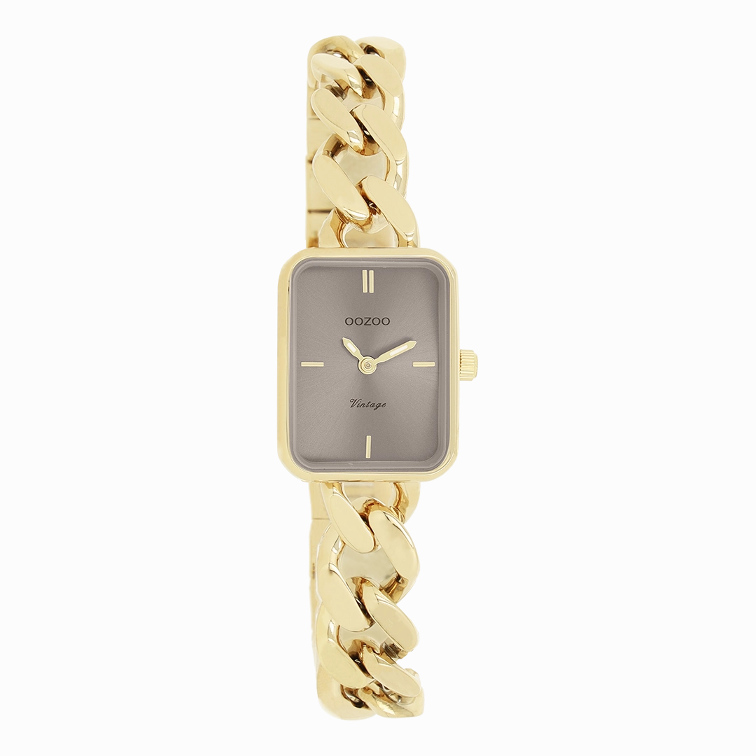 Gold coloured OOZOO watch with chunky chain bracelet - C20363