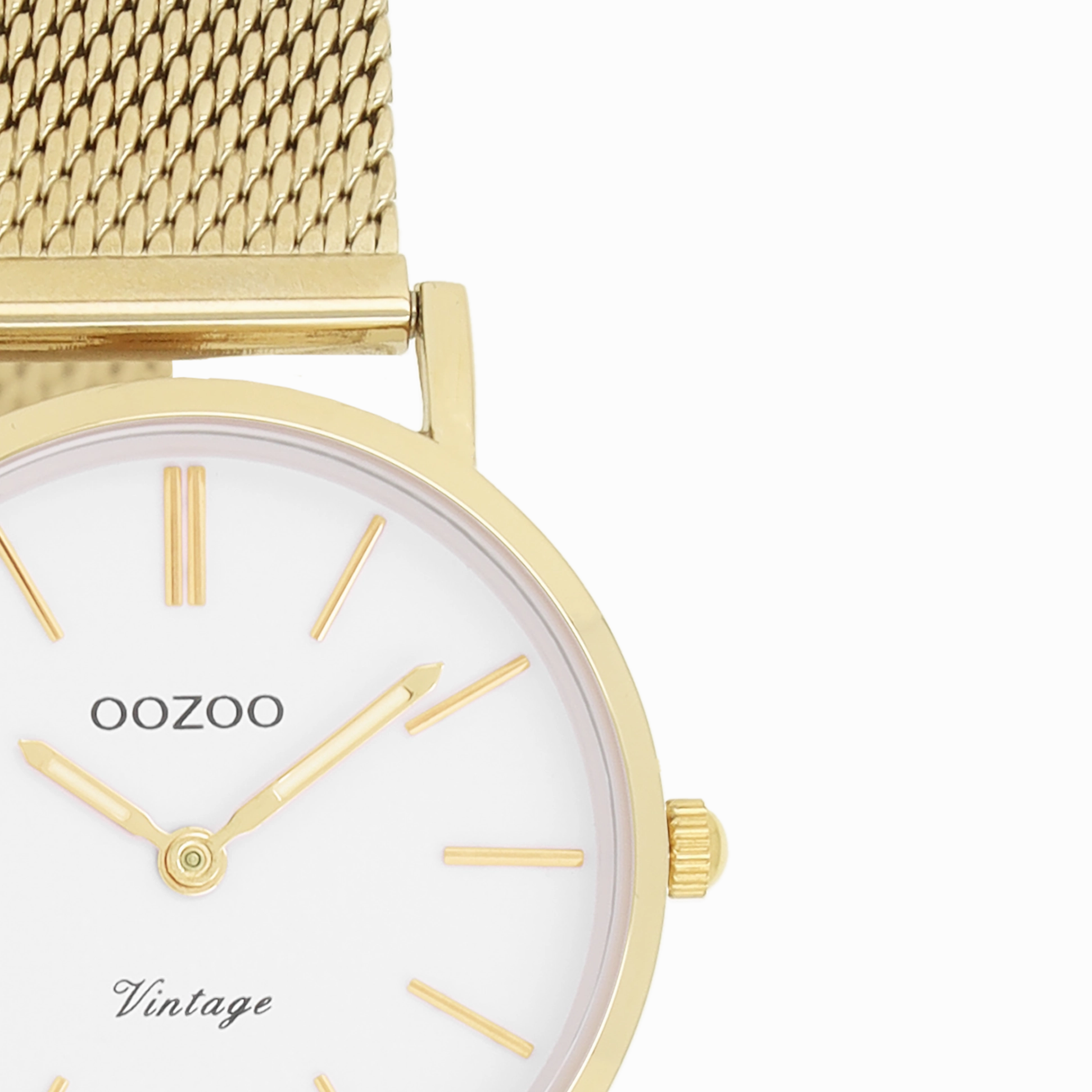 Gold coloured OOZOO watch with metal mesh bracelet - C20231