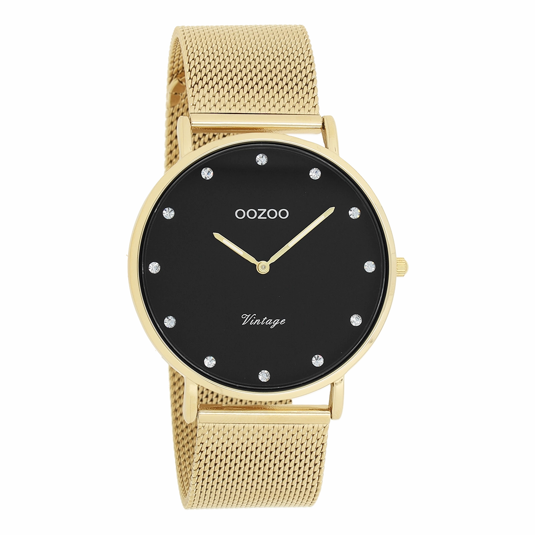 Gold coloured OOZOO watch with metal mesh bracelet - C20237,seiko watches,mens watches,couple watches,watches designer,watches discount,best watches for men