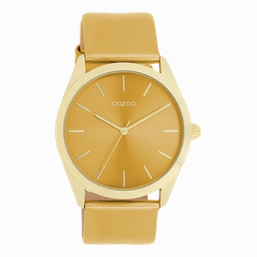 Gold coloured OOZOO watch with ocher yellow leather strap - C11332,seiko watches,couple watches,watches designer,watches discount,women watches,best women watches,high end women's watches,high quality women's watches