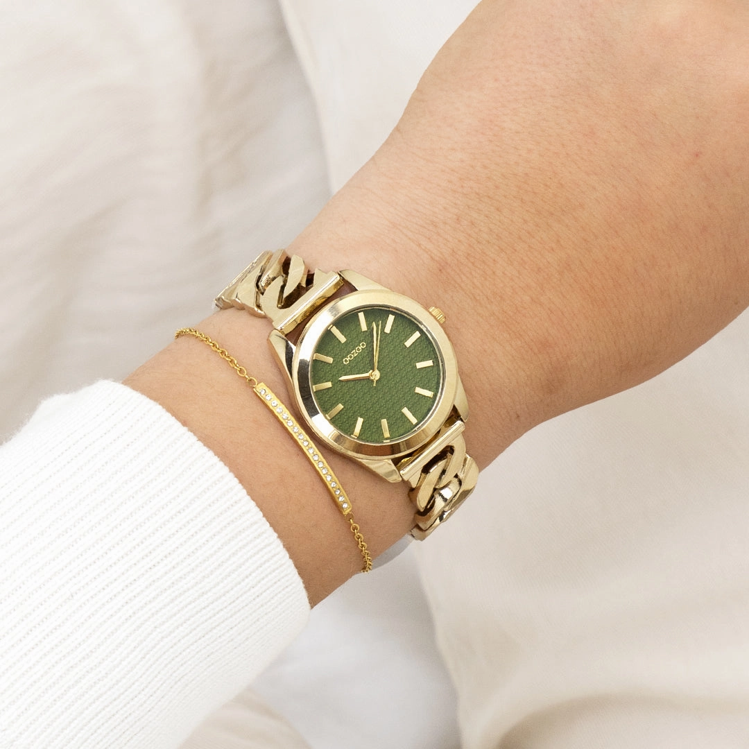 Gold coloured OOZOO watch with petit chain bracelet - C11421