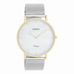 Gold coloured OOZOO watch with silver coloured metal mesh bracelet - C20115,seiko watches,couple watches,watches designer,watches discount,women watches,best women watches,high end women's watches,high quality women's watches