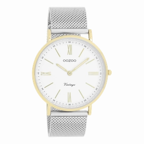 Gold coloured OOZOO watch with silver coloured metal mesh bracelet - C20118,seiko watches,couple watches,watches designer,watches discount,women watches,best women watches,high end women's watches,high quality women's watches