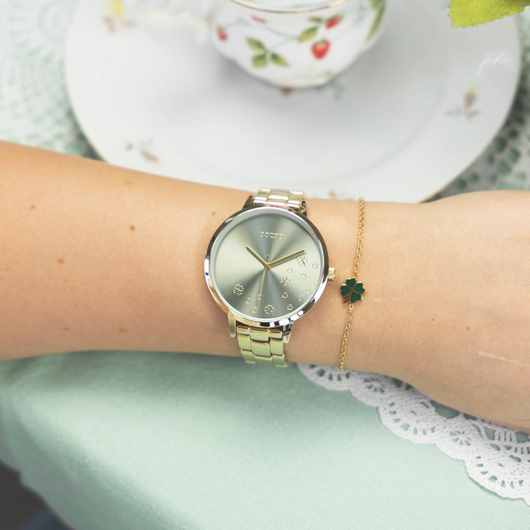 Gold coloured OOZOO watch with stainless steel bracelet - C11123