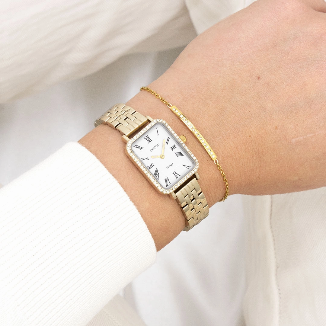 Gold coloured OOZOO watch with stainless steel bracelet - C20414