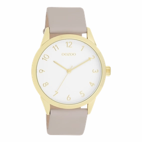 Gold coloured OOZOO watch with taupe leather strap - C11327,seiko watches,couple watches,watches designer,watches discount,women watches,best women watches,high end women's watches,high quality women's watches