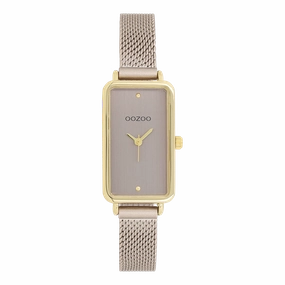 Gold coloured OOZOO watch with taupe metal mesh bracelet - C11534,seiko watches,couple watches,watches designer,watches discount,women watches,best women watches,high end women's watches,high quality women's watches