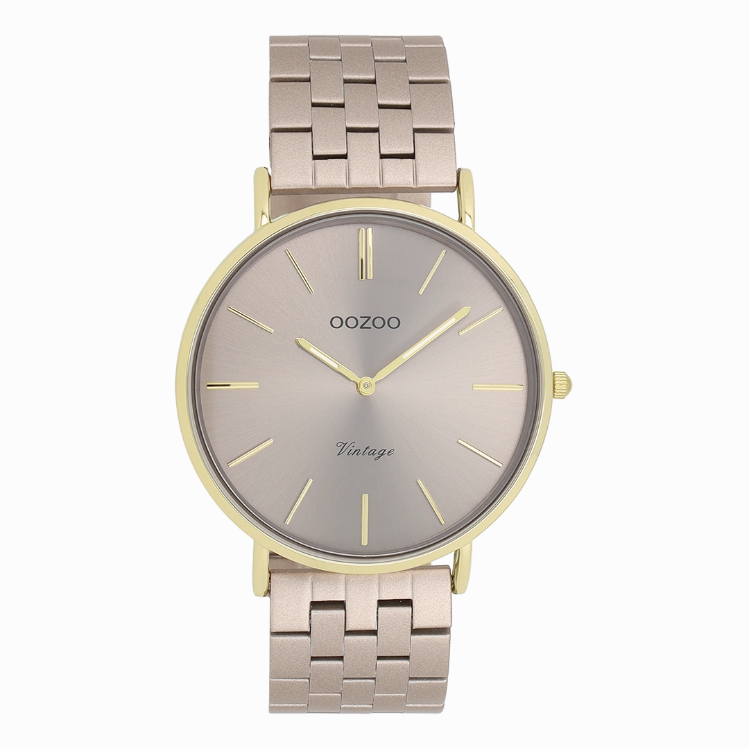 Gold coloured OOZOO watch with taupe stainless steel bracelet - C20404,seiko watches,couple watches,watches designer,watches discount,women watches,best women watches,high end women's watches,high quality women's watches