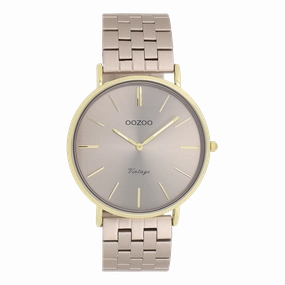 Gold coloured OOZOO watch with taupe stainless steel bracelet - C20404,seiko watches,couple watches,watches designer,watches discount,women watches,best women watches,high end women's watches,high quality women's watches