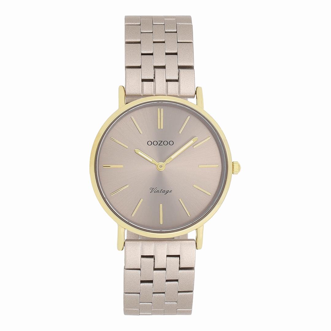 Gold coloured OOZOO watch with taupe stainless steel bracelet - C20409,seiko watches,couple watches,watches designer,watches discount,women watches,best women watches,high end women's watches,high quality women's watches