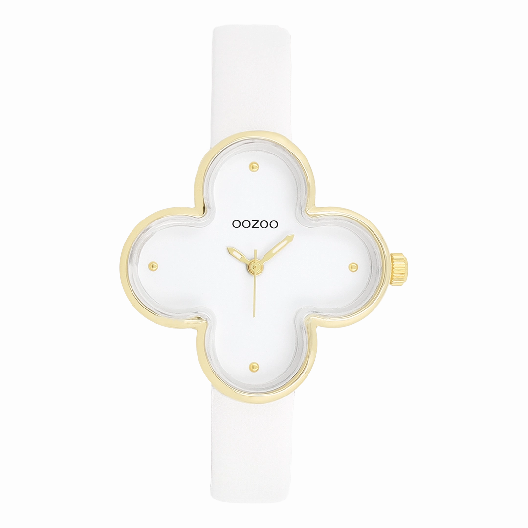 Gold coloured OOZOO watch with white leather strap - C11520,seiko watches,couple watches,watches designer,watches discount,women watches,best women watches,high end women's watches,high quality women's watches