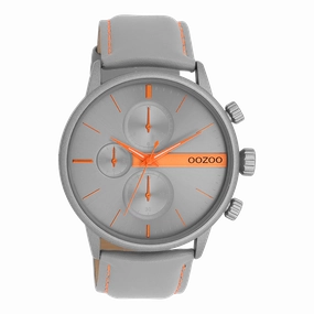 Grey OOZOO watch with leather strap - C11225,seiko watches,mens watches,couple watches,watches designer,watches discount,best watches for men
