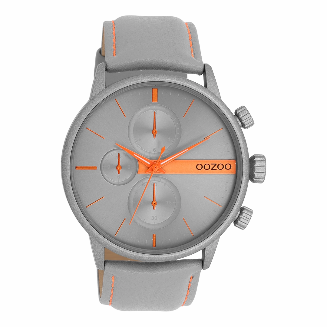 Grey OOZOO watch with leather strap - C11225,seiko watches,mens watches,couple watches,watches designer,watches discount,best watches for men