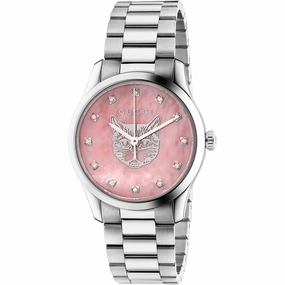 Gucci Women's Watch - G-Timeless Quartz Pink Dial Silver Steel Bracelet | YA1265025 Luxury Quartz Watch Quartz Watch Sale