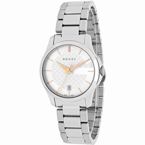 Gucci Women's Watch - G-Timeless Quartz White Dial Silver Steel Bracelet | YA126523 Luxury Quartz Watch Quartz Watch Sale