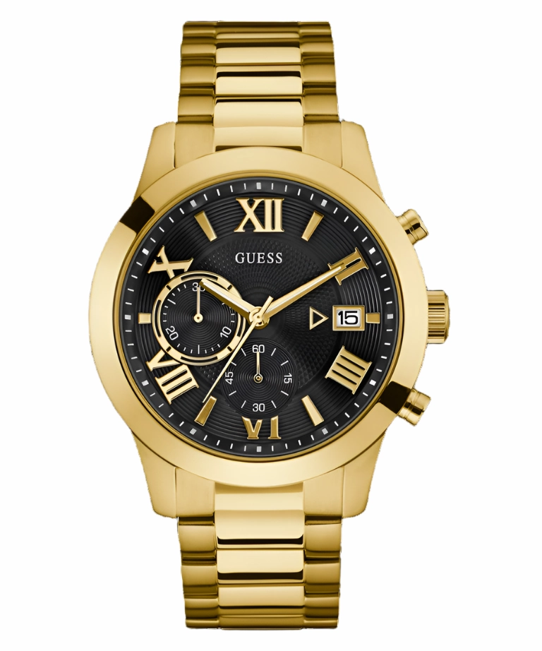 Guess Atlas Black Dial Gold Tone Watch W0668G8,quartz watch, quartz watches for men, quartz watches for women, best quartz watch, minimalist quartz watch, luxury quartz watch, waterproof quartz watch,analog quartz watch, digital quartz watch,affordable qua
