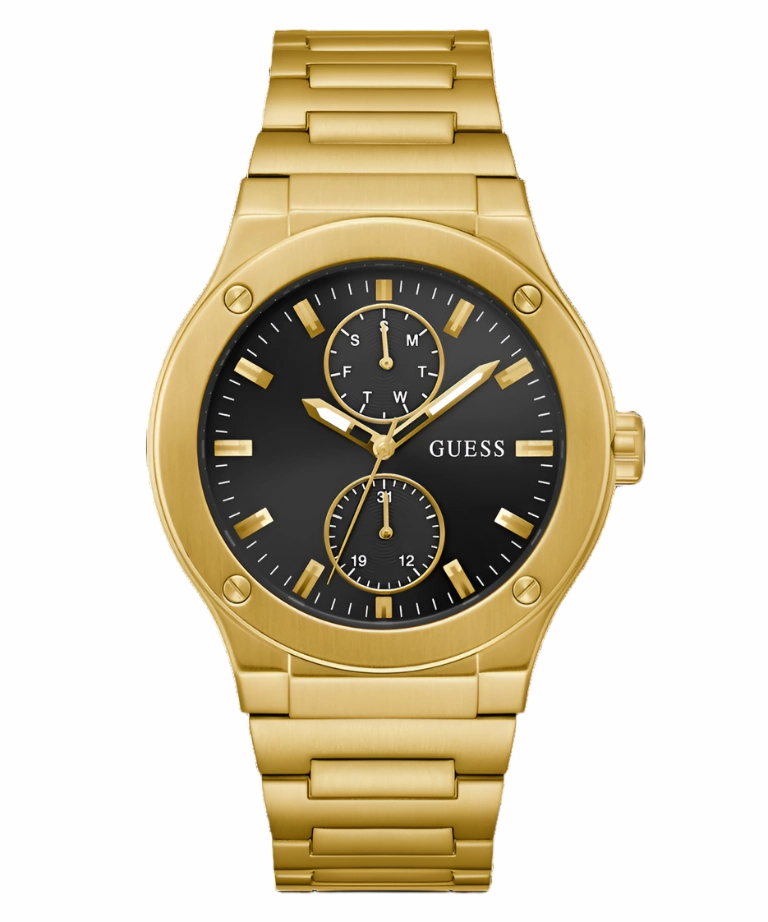Guess Jet Black Dial Gold Bracelet Multi-function GW0795G4 